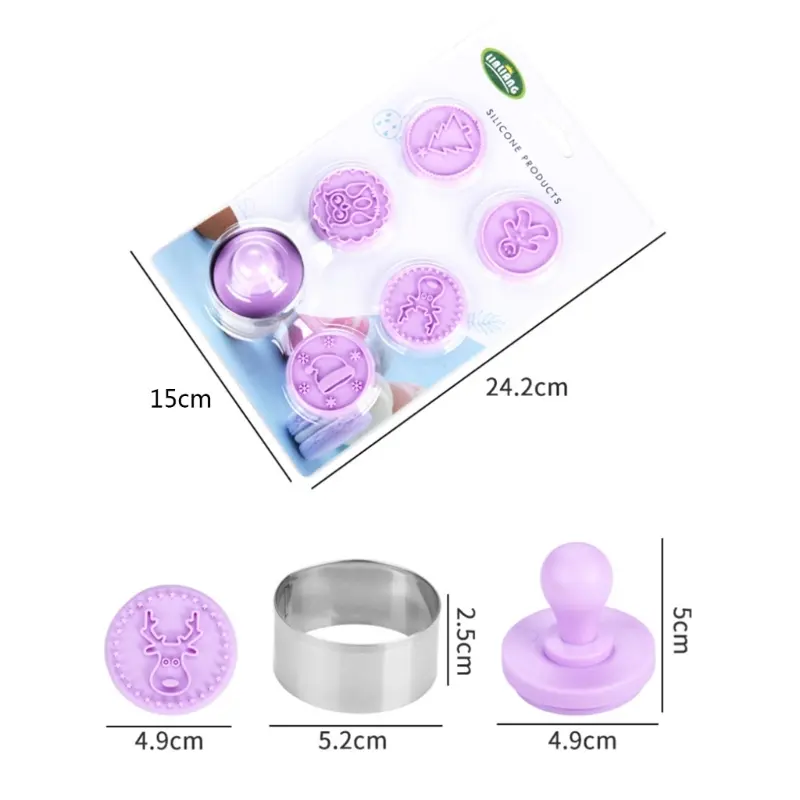 Y1UB 6Pcs Halloween Christmas Sugar Chocolate Fondant Mold Diy Baking Manual Cookie Baking Mold Stamp Cookie Mould