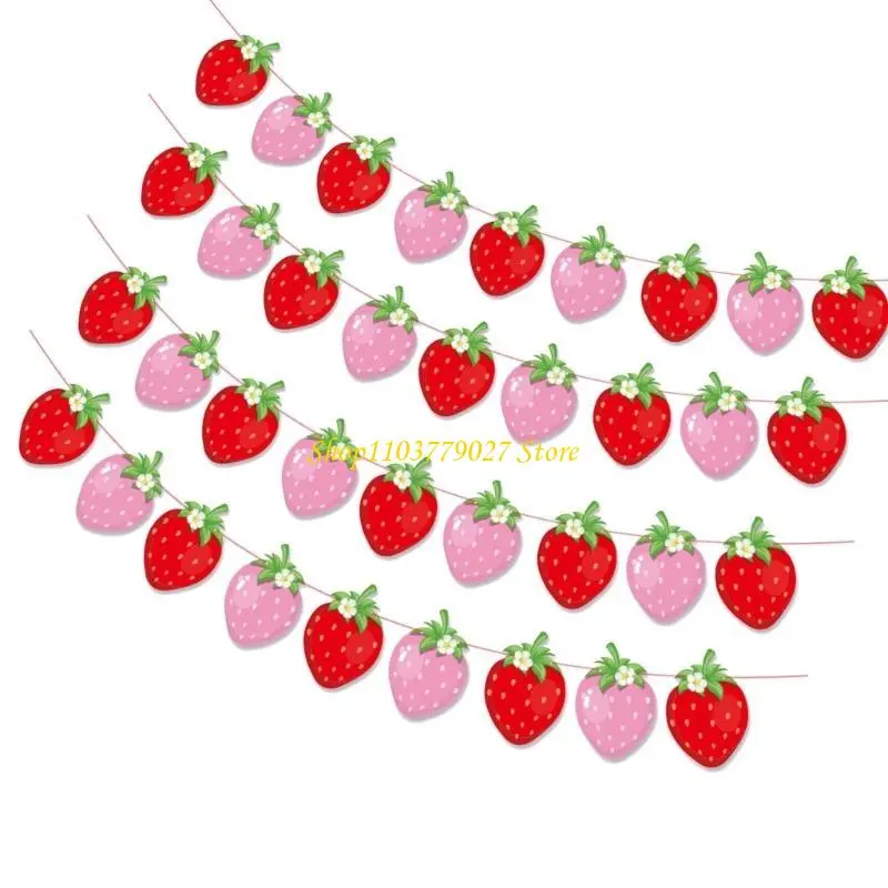 C4DF Set of 4 Colorful Strawberry Party Banners Decorations for Birthdays and Showers