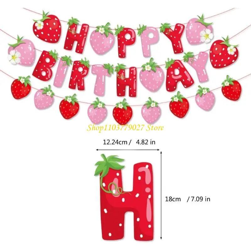 C4DF Set of 4 Colorful Strawberry Party Banners Decorations for Birthdays and Showers