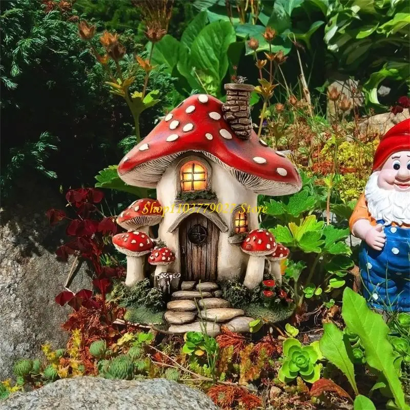 C4DF Enchanting Forest Mushroom House Garden Stake Embellishments Set Suitable For Yard Art Outdoor Decoration Nature Lovers
