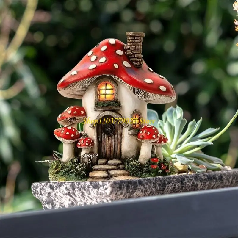 C4DF Enchanting Forest Mushroom House Garden Stake Embellishments Set Suitable For Yard Art Outdoor Decoration Nature Lovers