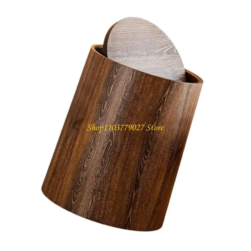C4DF Classical Round Garbage Can Trash Bin With Rotating Top Odor Control Easy cleaning Plastic Bin For Laundry Bathroom Office