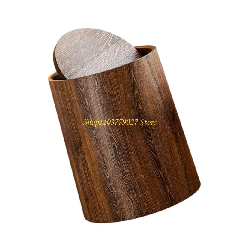 C4DF Classical Round Garbage Can Trash Bin With Rotating Top Odor Control Easy cleaning Plastic Bin For Laundry Bathroom Office