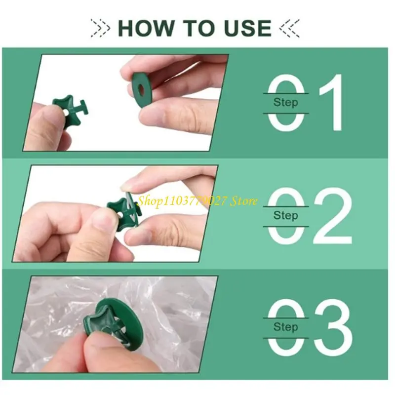 C4DF Rustproof Twist Fasteners & Sealing Washers Plastic Plant Support Clips Suitable For Greenhouse Bubble Net Stabilization