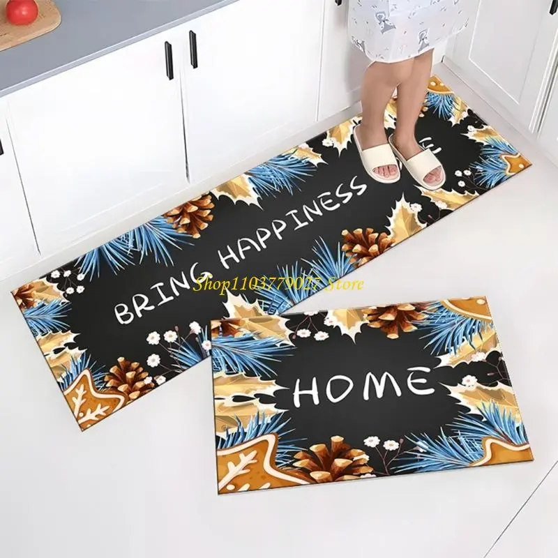 C4DF Kitchen Floor Mat Anti Slip Oil Resistant Rug Optional Prints Designing