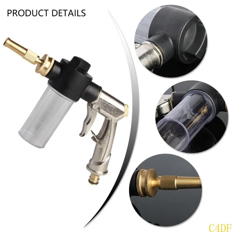 C4DF Garden Hose Nozzle High Pressure Foam Guns with 3.5oz Soap Dispenser for Car Washing Backyard Plant Watering Supply