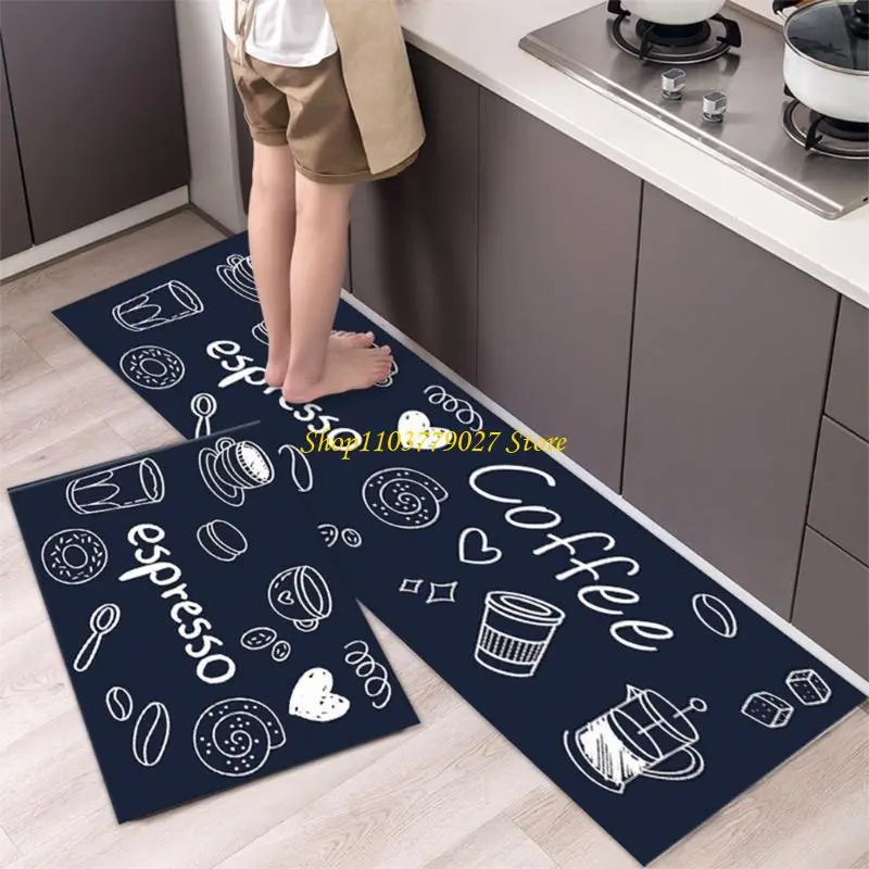 C4DF Kitchen Floor Mat Anti Slip Oil Resistant Rug Optional Prints Designing