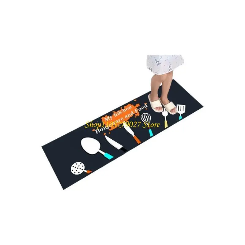 C4DF Kitchen Floor Mat Anti Slip Oil Resistant Rug Optional Prints Designing