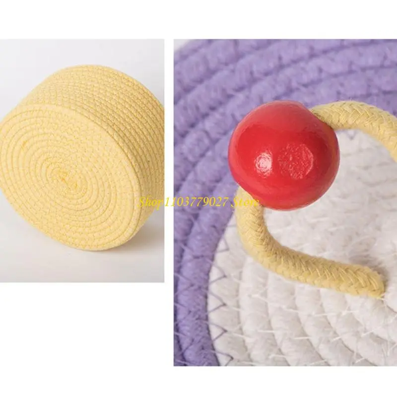 C4DF Modern Round Storage Basket With Lid Multipurpose Home Decoration Box