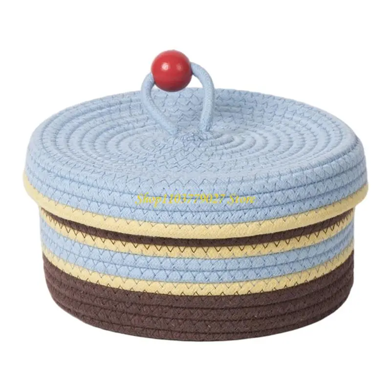 C4DF Modern Round Storage Basket With Lid Multipurpose Home Decoration Box