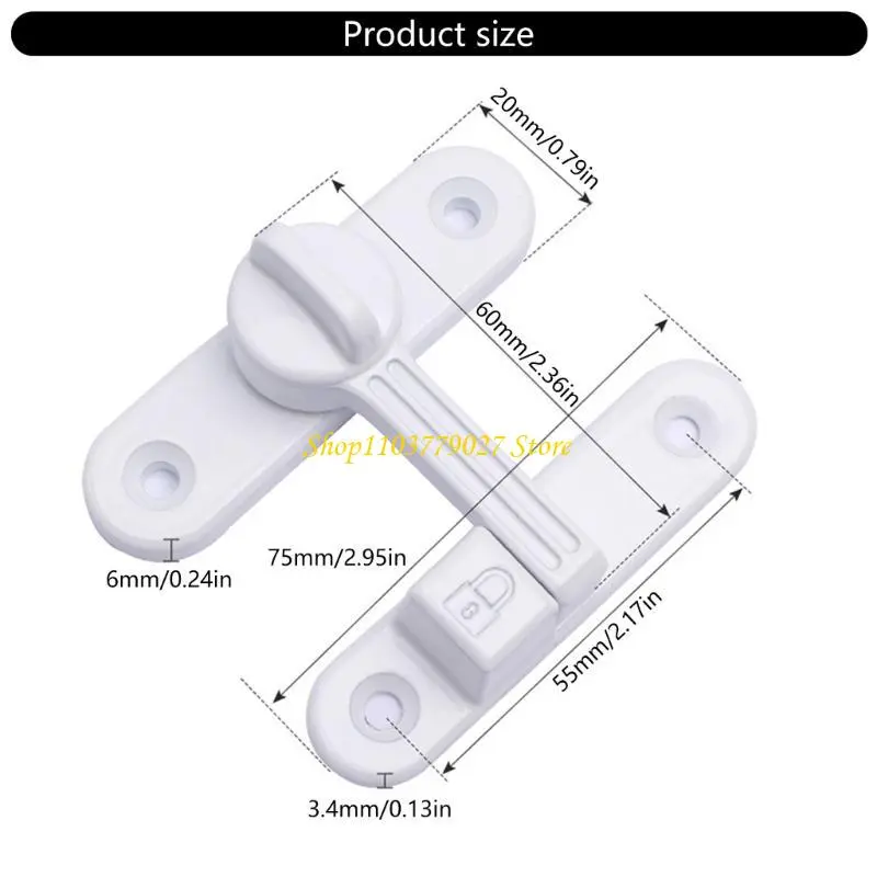 C4DF 90/180 Degree Barn Door Lock Zinc Alloy Safety Door Lock Hardware Enduring
