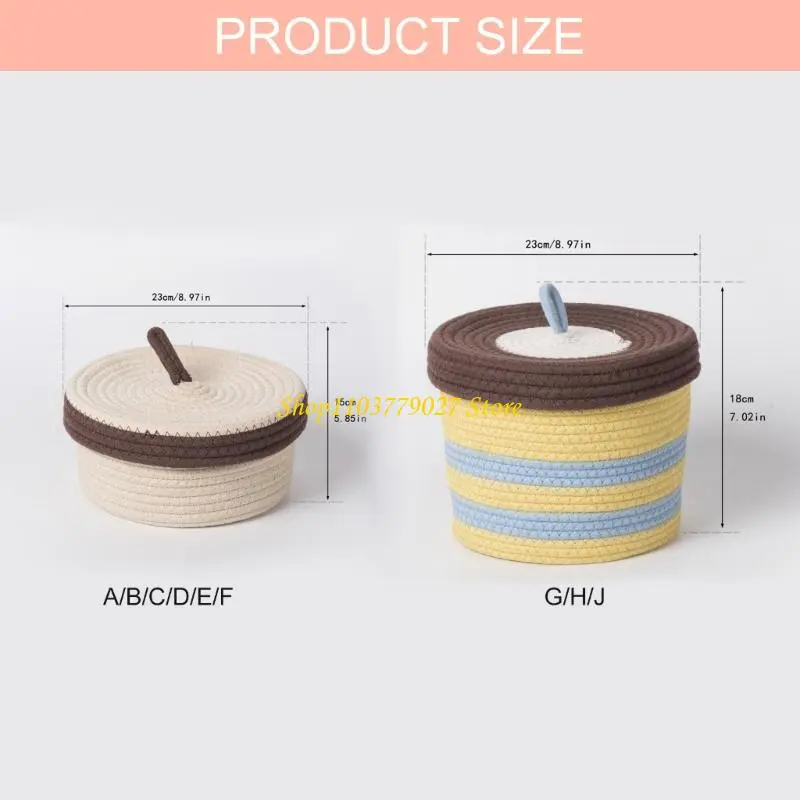 C4DF Modern Round Storage Basket With Lid Multipurpose Home Decoration Box