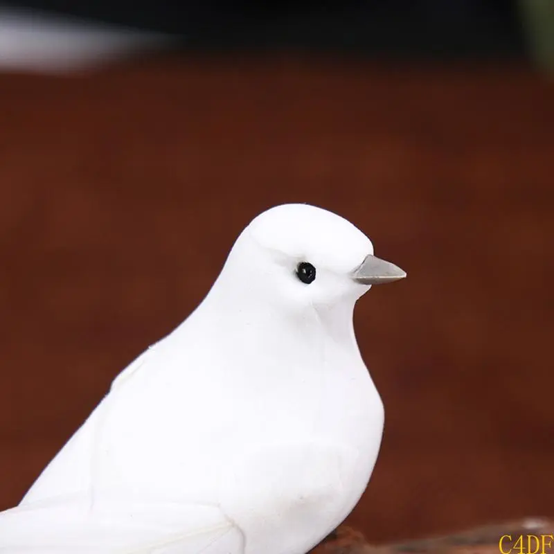 C4DF 12 Pcs Artificial Long Tail Doves Fake Foam Doves with Clips Simulation White Birds Christmas Home Wedding Decorations