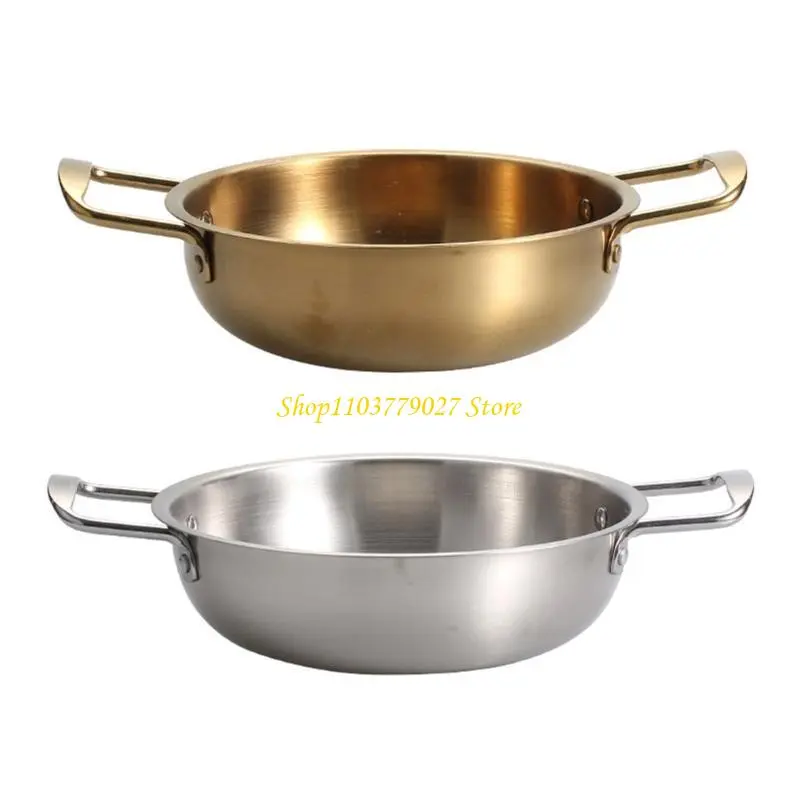 C4DF Durable Stainless Steel Skillets Double Handle Steel Pans High Quality Fry Pans for Quick and Even Heat Conduct
