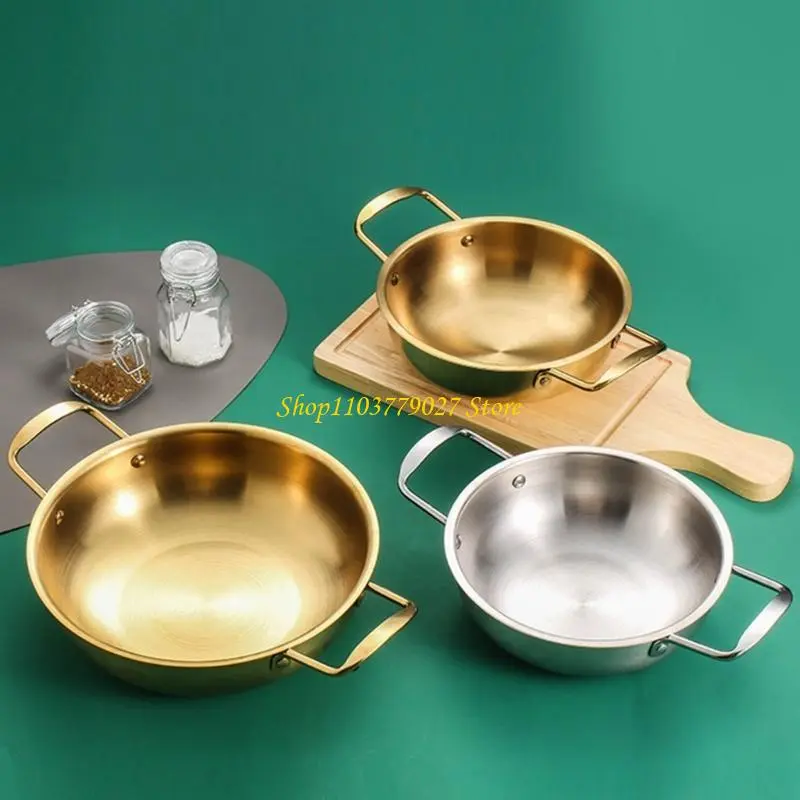 C4DF Durable Stainless Steel Skillets Double Handle Steel Pans High Quality Fry Pans for Quick and Even Heat Conduct