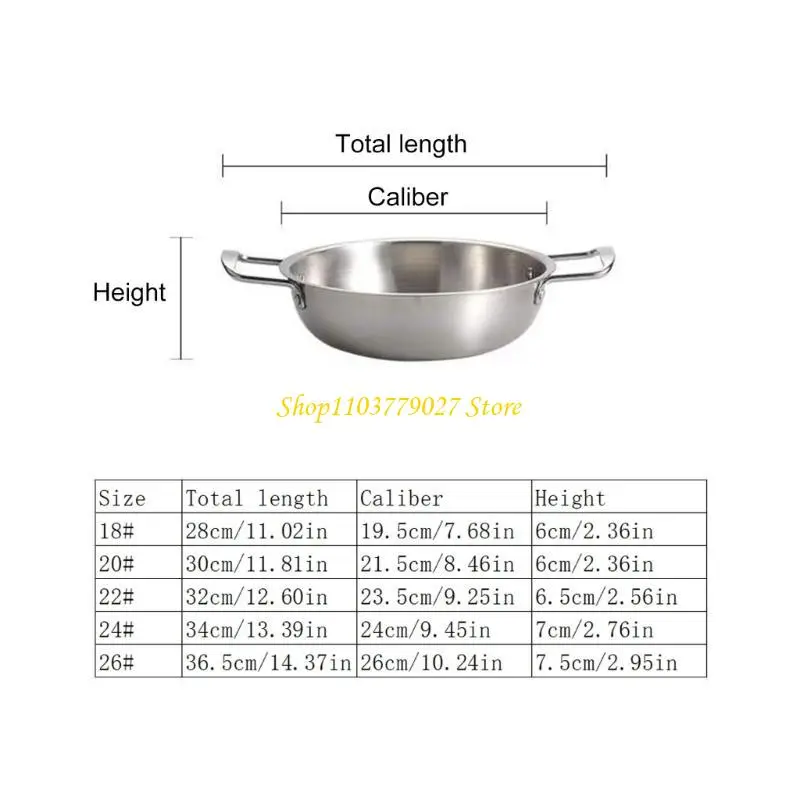 C4DF Durable Stainless Steel Skillets Double Handle Steel Pans High Quality Fry Pans for Quick and Even Heat Conduct