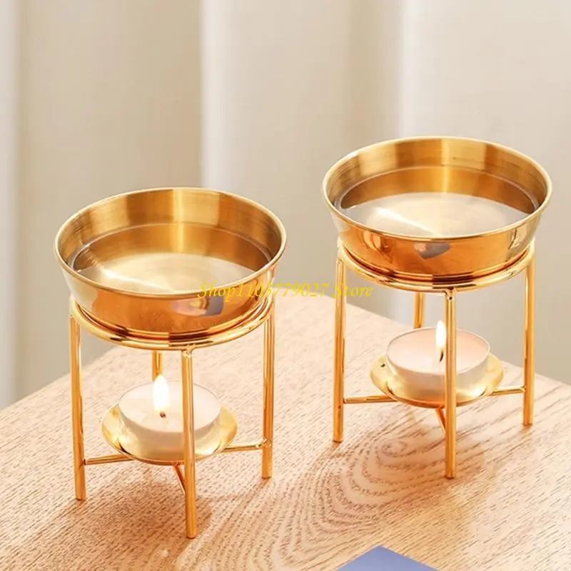C4DF Stainless Steels Essential Oil Burners Large Capacity Aromatherapist Diffuser Detachable Bowl Tealight Holder