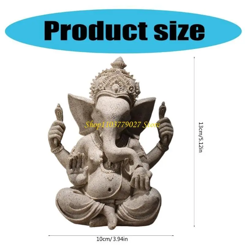C4DF Handcrafteds Sandstone Ganeshas Elephant Figurine for Spiritual and Home Accent
