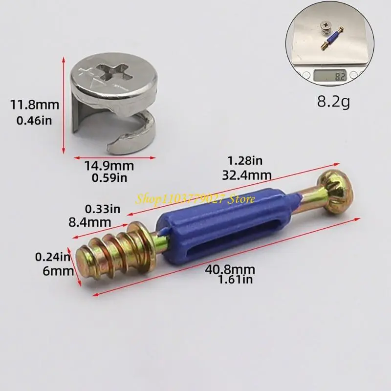 C4DF 100Pieces Twist Lock Fasteners for Furniture Connecting Fittings Includes Cabinet Nut and Tapping Screws Daily Use