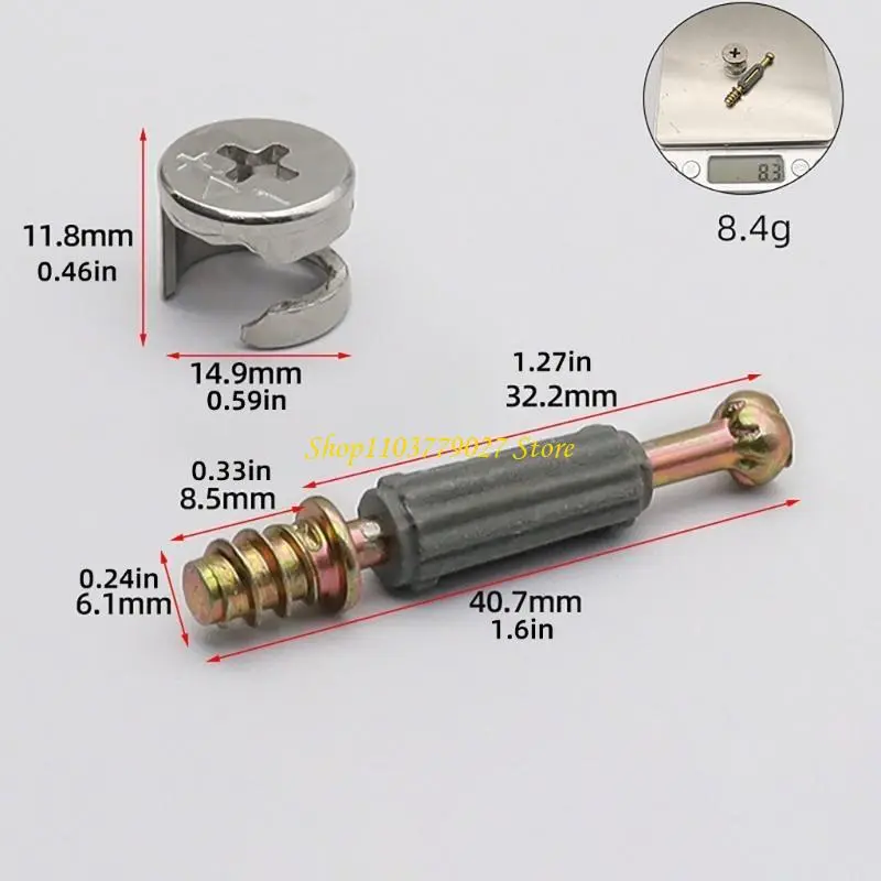 C4DF 100Pieces Twist Lock Fasteners for Furniture Connecting Fittings Includes Cabinet Nut and Tapping Screws Daily Use