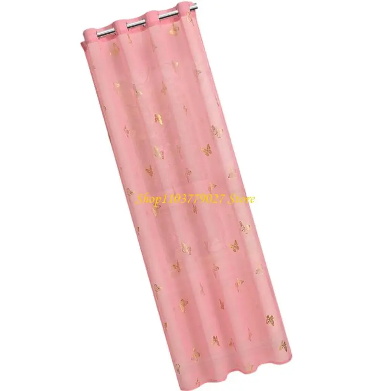 C4DF Delicate Butterfly Embroidered Sheer Curtains for Living Room Easy to Clean