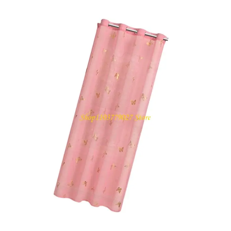 C4DF Delicate Butterfly Embroidered Sheer Curtains for Living Room Easy to Clean