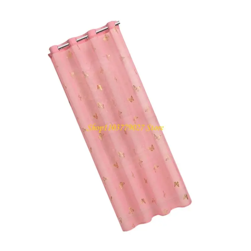 C4DF Delicate Butterfly Embroidered Sheer Curtains for Living Room Easy to Clean