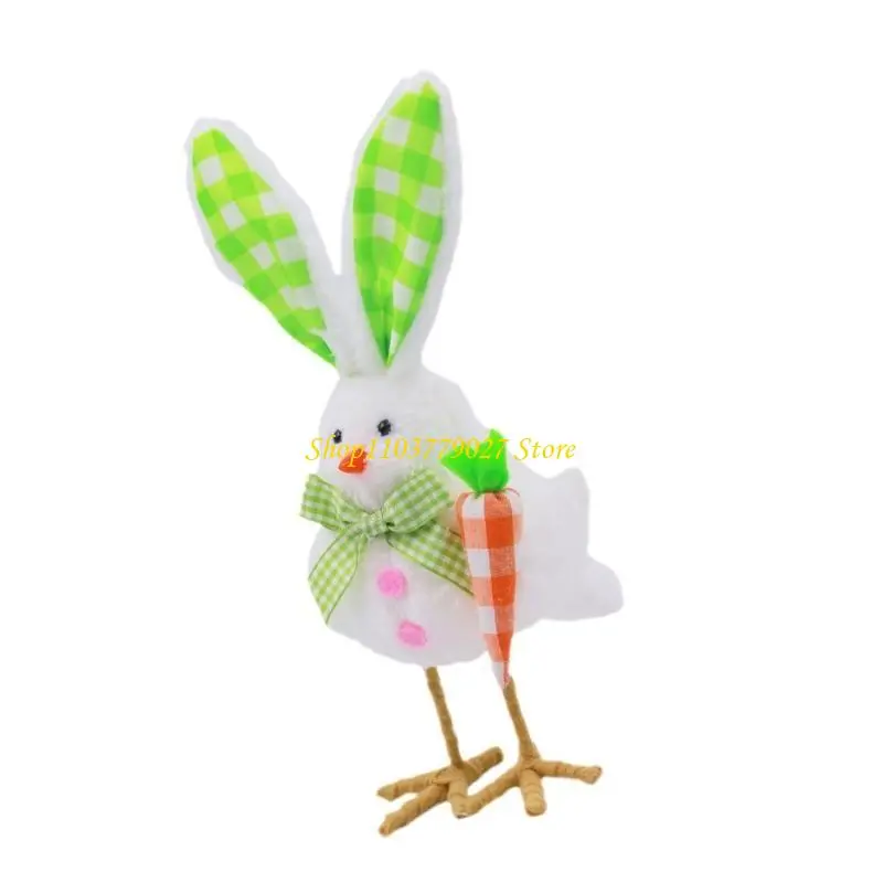 C4DF Holiday Fabric Bird Figurine Rabbit Lovely Plushie Spring Bird Statue for Home Decoration Ornament