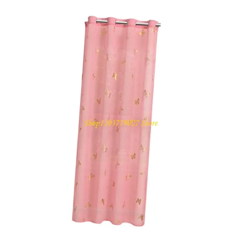 C4DF Delicate Butterfly Embroidered Sheer Curtains for Living Room Easy to Clean
