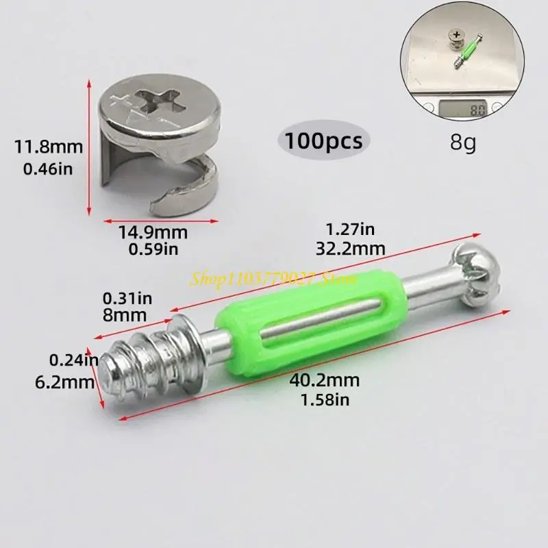 C4DF 100Pieces Twist Lock Fasteners for Furniture Connecting Fittings Includes Cabinet Nut and Tapping Screws Daily Use