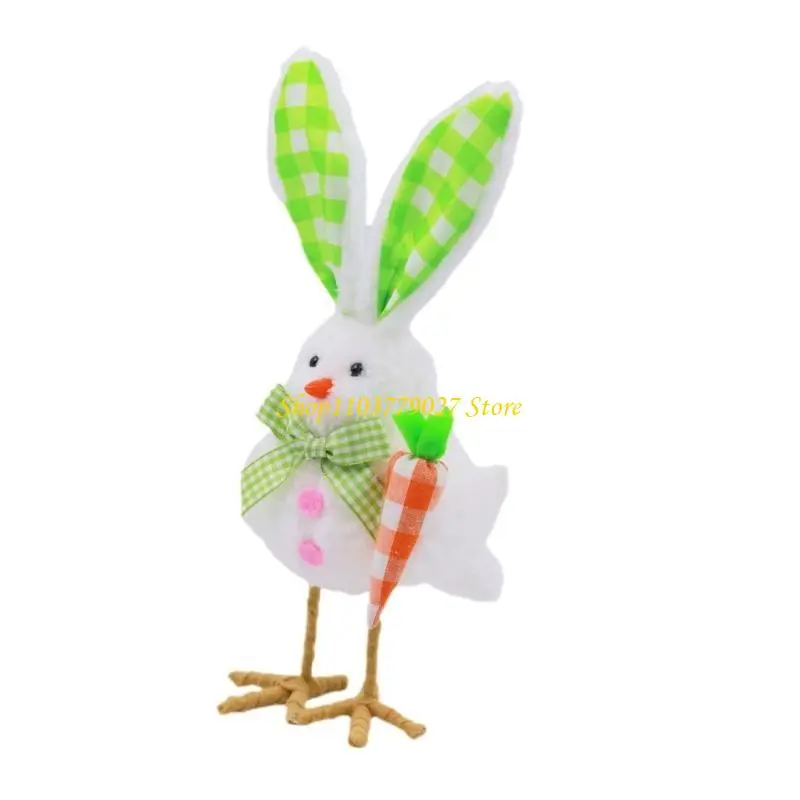 C4DF Holiday Fabric Bird Figurine Rabbit Lovely Plushie Spring Bird Statue for Home Decoration Ornament