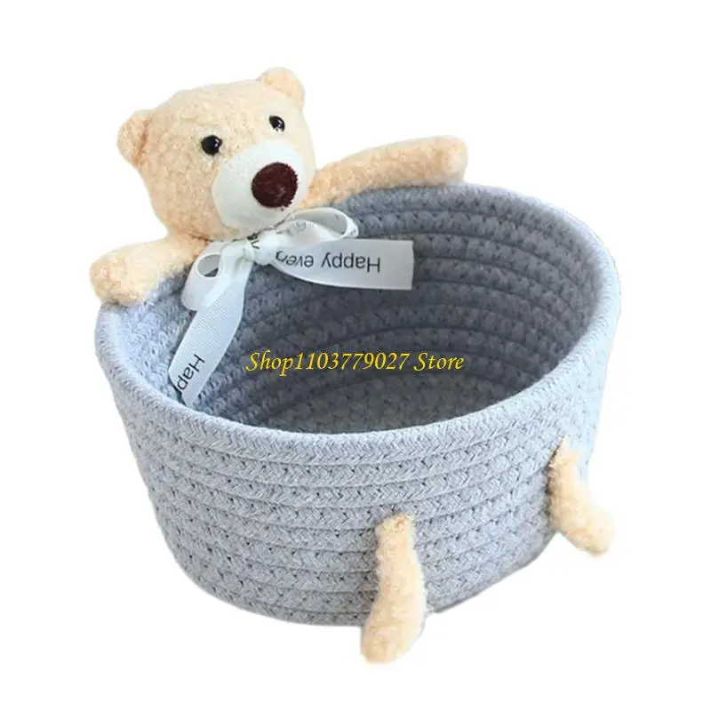 C4DF Decorative Handwoven Organizers Box Practical Handcrafted Bear & Rabbit Designs Storage Case for Keeping Home Neat