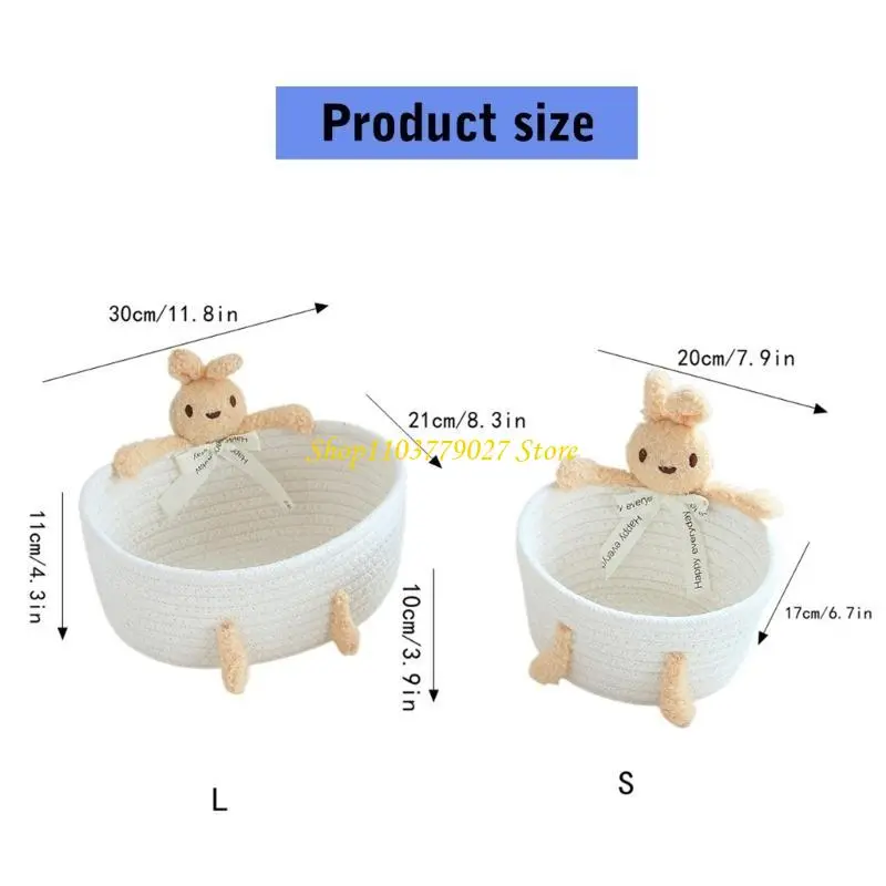 C4DF Decorative Handwoven Organizers Box Practical Handcrafted Bear & Rabbit Designs Storage Case for Keeping Home Neat