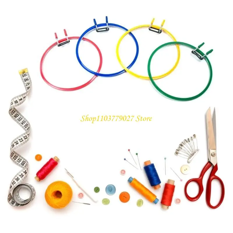 C4DF Adjustable Embroidery Hoop Stitching Frame with Spring Clip for Embroidery
