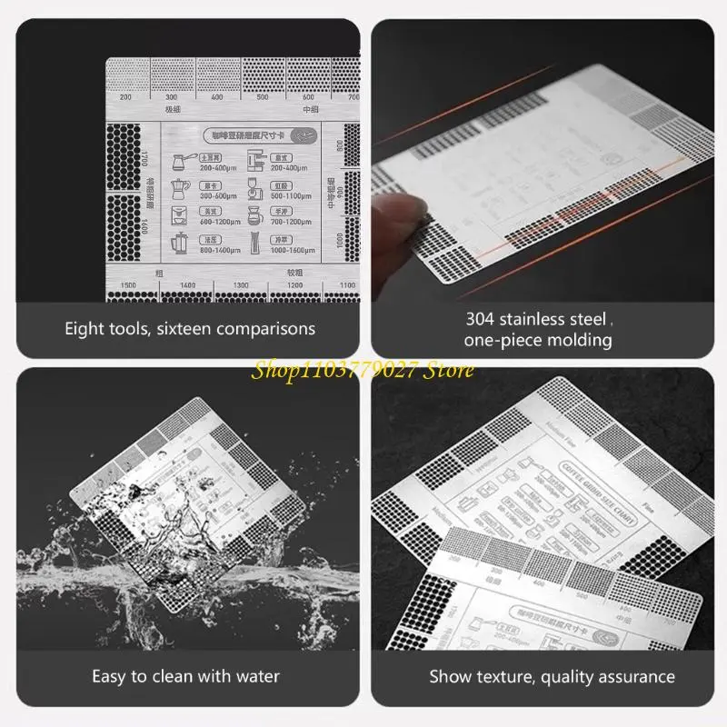 C4DF Coffee Grind Reference Card Grind Size Chart Stainless Steel For Perfectly Brews