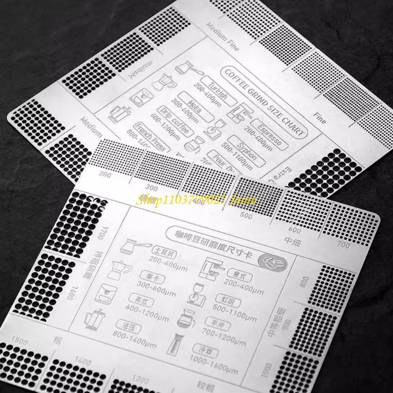 C4DF Coffee Grind Reference Card Grind Size Chart Stainless Steel For Perfectly Brews