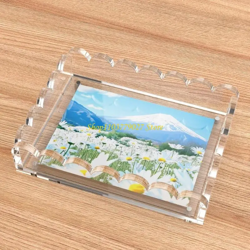 C4DF Multipurpose Acrylic Scalloped Desktop Tray for Wedding Party Decors Hotel Bathrooms and Household Storage