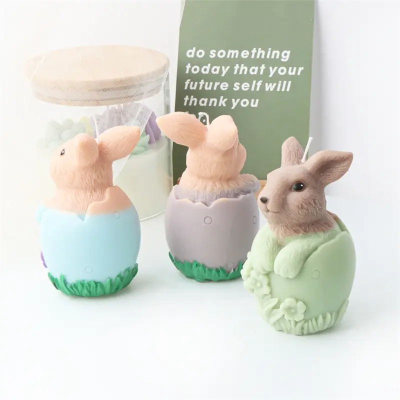Y1UB Easter-Eggshell Flower Rabbit Mold Hatchling Bunny Silicone Mold DIY Baking Mold Chocolate Decorating Tool