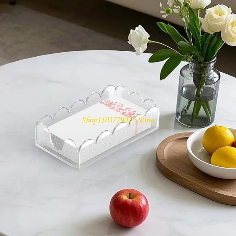 C4DF Multipurpose Acrylic Scalloped Desktop Tray for Wedding Party Decors Hotel Bathrooms and Household Storage