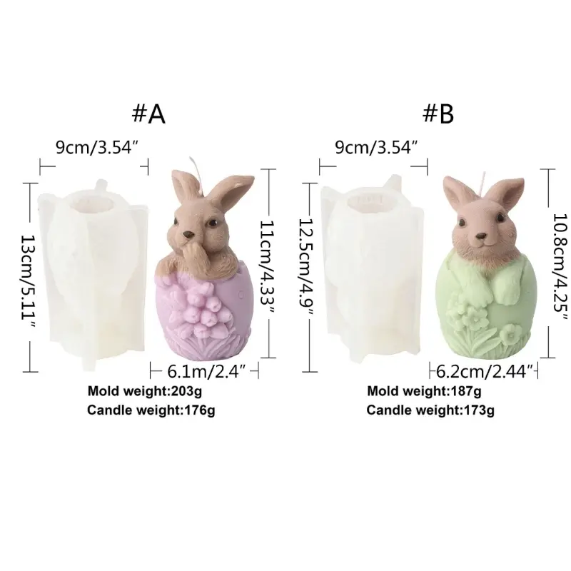 Y1UB Easter-Eggshell Flower Rabbit Mold Hatchling Bunny Silicone Mold DIY Baking Mold Chocolate Decorating Tool