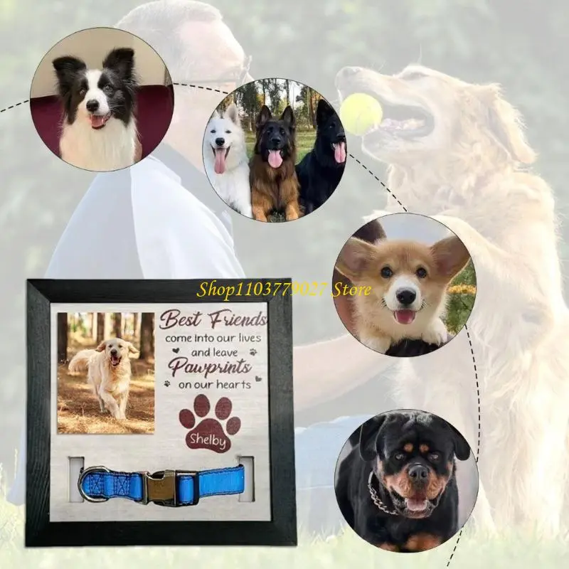 C4DF Elegant Frame for Pet Photo Display and Collar Holder Pet Memorial Frame