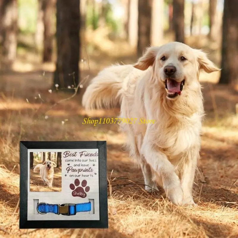 C4DF Elegant Frame for Pet Photo Display and Collar Holder Pet Memorial Frame