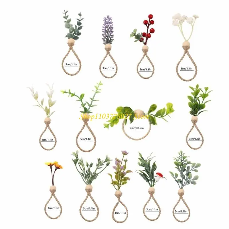 C4DF 6Pcs Green Leaf Napkin Rings Elegant Napkin Buckles for Dining Table Setting