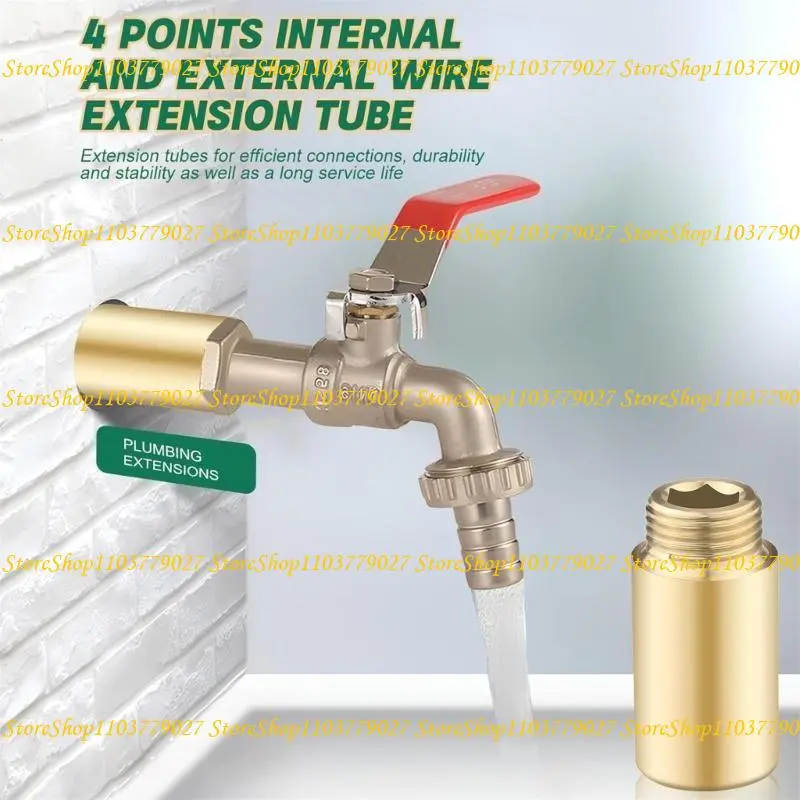 C4DF Brass Tap Extension Inch 40mm Brass Fitting Extension Upgrades for Stable Connection In Heating & Cooling Systems