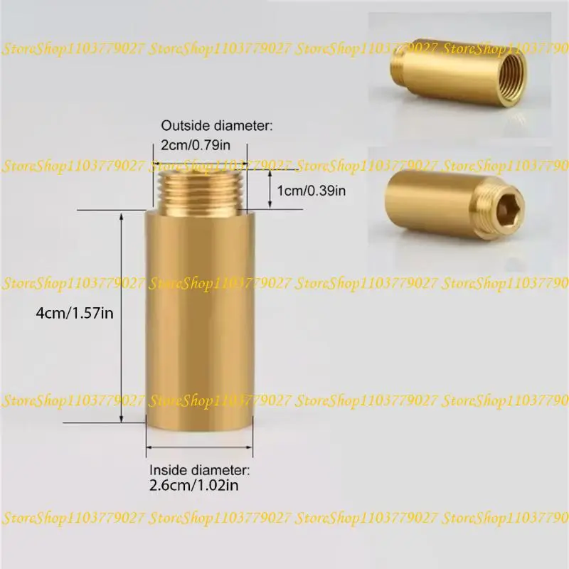 C4DF Brass Tap Extension Inch 40mm Brass Fitting Extension Upgrades for Stable Connection In Heating & Cooling Systems