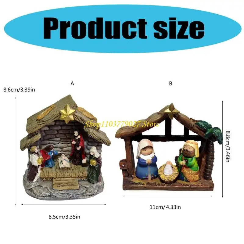 C4DF Nativity Scene Decorations Resins Statues Holy Family Manger Scene Figurines For Indoor Holiday Tabletop Arrangements