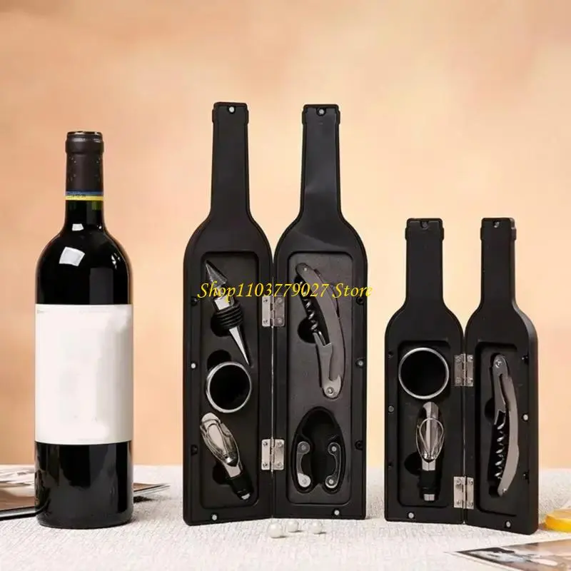 C4DF 5Pcs Luxurious Wine Opener Set Elegant Stainless Steel Wine Tool Set Corkscrew Opener Pourer Wine Tool Wine Accessories