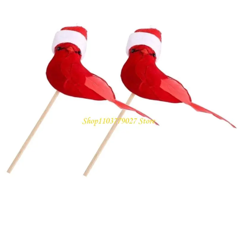 C4DF Set of 2 Comfortable Plush Flannel Bird Decoration For Flower Arrangements