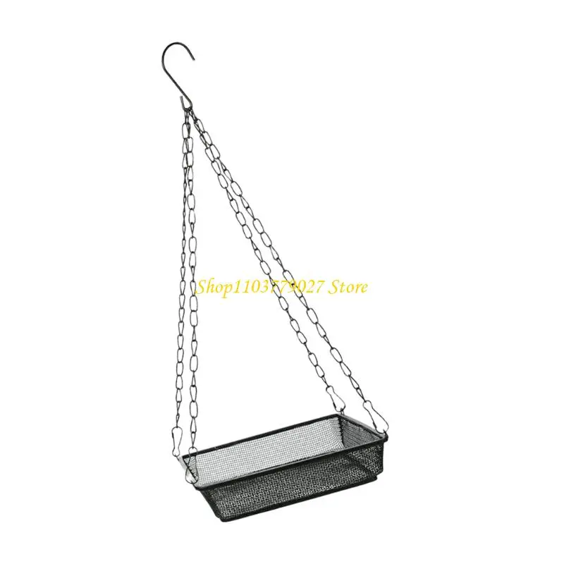 C4DF Iron Mesh Hanging Bird Feeder Tray Outdoor Garden Decoration for Bird Watching Accessories