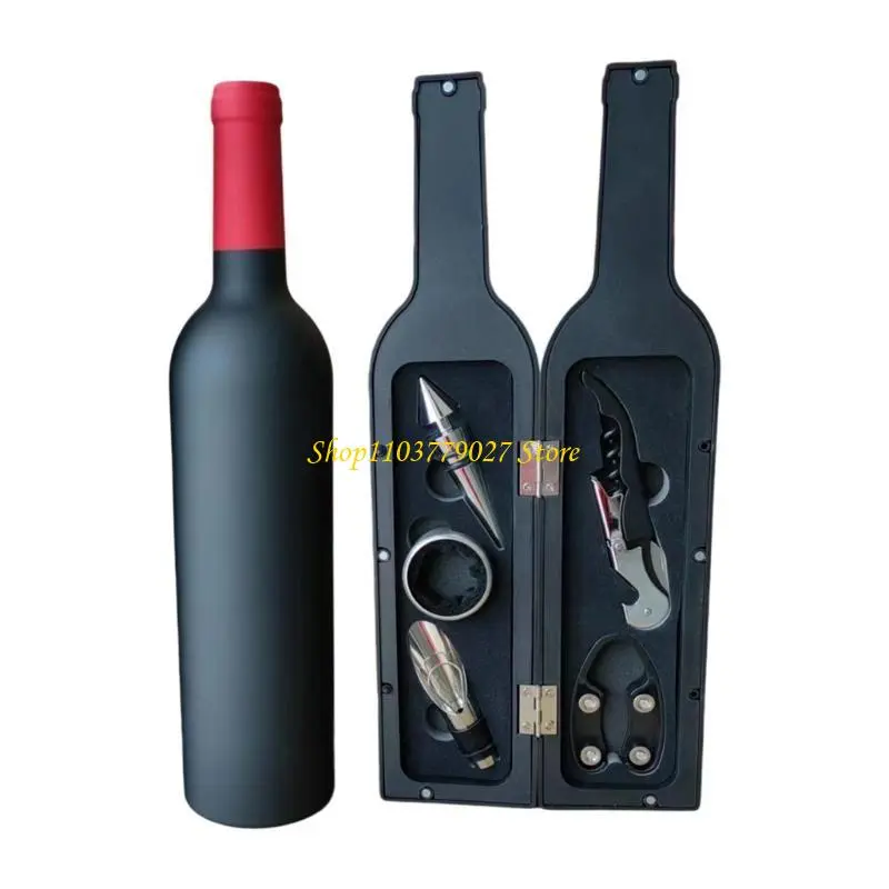 C4DF 5Pcs Luxurious Wine Opener Set Elegant Stainless Steel Wine Tool Set Corkscrew Opener Pourer Wine Tool Wine Accessories